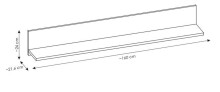 Wandboard >CAMPANIA< in Alpinweiß / Anthrazit Dekor - 160x24x24cm (BxHxT)