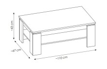 Couchtisch >CAMPANIA< in Alpinweiß / Anthrazit Dekor - 110x43x67cm (BxHxT)