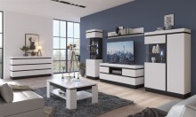 Couchtisch >CAMPANIA< in Alpinweiß / Anthrazit Dekor - 110x43x67cm (BxHxT)