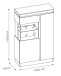 Stauraumvitrine >CAMPANIA< 2 Türen, Alpinweiß / Anthrazit Dekor - 104x164x40cm (BxHxT)