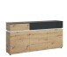 Sideboard >LUCI< 3 Türen, 2 Schübe, Artisan Eiche Dekor/Kosmos Grau - 181x90x40cm BxHxT