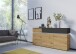 Sideboard >LUCI< 3 Türen, 2 Schübe, Artisan Eiche Dekor/Kosmos Grau - 181x90x40cm BxHxT