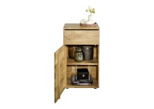 Kommode >KM-0662< 1 Schub, 1 Tür, 1 Boden, Wildeiche massiv natur - 51x89x40cm (BxHxT)