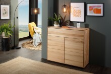 Kommode >KM-0662< 2 Türen, 1 Schub, 1 Boden, Kernbuche massiv - 100x89x40cm (BxHxT