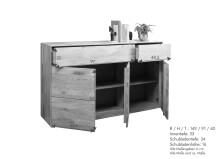 Sideboard >KM-0663< 3 Türen, 2 Schübe, Kernbuche massiv geölt - 149x91x40cm (BxHxT)