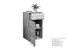 Hochkommode >KM-0663< 1 Tür, 1 Schub, Wildeiche massiv geölt - 51x91x40cm (BxHxT)