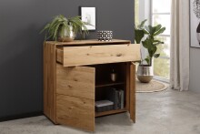 Kommode >KM-0663< 2 Türen, 1 Schub, Wildeiche massiv geölt - 100x91x40cm (BxHxT)