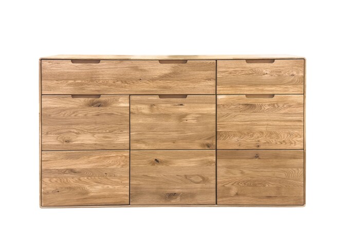 Sideboard >KM-0663< 3 Türen, 2 Schübe, Kernbuche massiv geölt - 149x91x40cm (BxHxT)