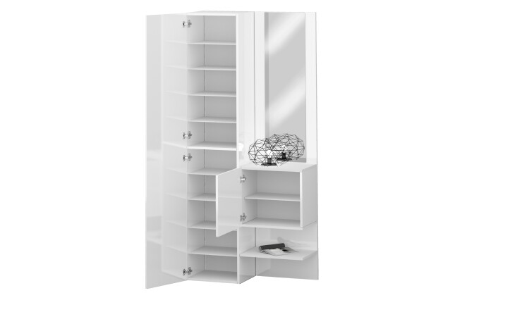 Kompaktgarderobe >Anzio< in Weiß Hochglanz - 90x191x35cm (BxHxT)