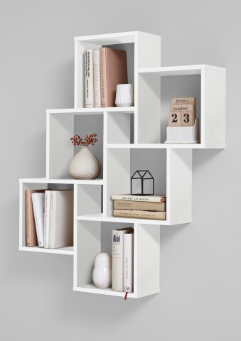 Wandregal >LAURIO 2< in Brillantweiß - 81,2x94,3x15,7cm (BxHxT)