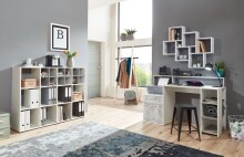 Wandregal >LAURIO 2< in Brillantweiß - 81,2x94,3x15,7cm (BxHxT)