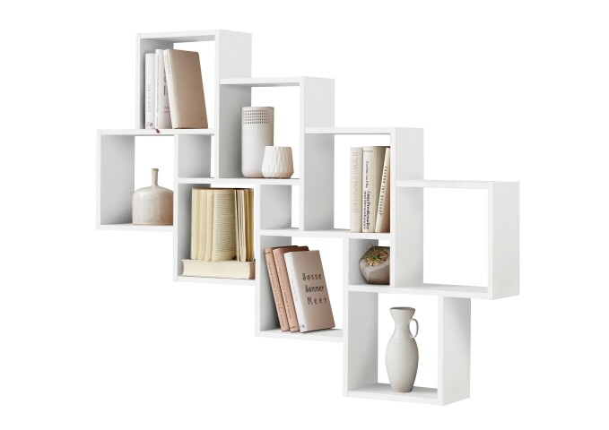 Wandregal >LAURIO 3< in Brillantweiß - 94,5x120,8x15,7cm (BxHxT)