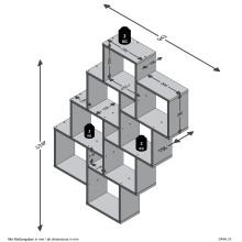 Wandregal >LAURIO 3< in Brillantweiß - 94,5x120,8x15,7cm (BxHxT)