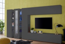 Vitrine >Benevent< in Anthrazit matt - 40x180x30cm (BxHxT)