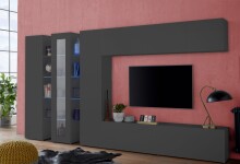 Klapphängeschrank >Benevent< in Anthrazit matt - 180x40x30cm (BxHxT)