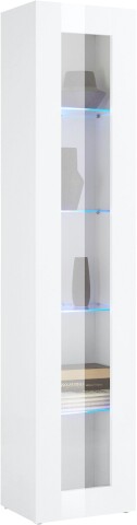 Vitrine >Benevent< in Weiß Hochglanz - 40x180x30cm (BxHxT)
