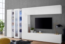Anbauschrank >Benevent< in Weiß Hochglanz - 40x180x30cm (BxHxT)