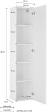 Anbauschrank >Benevent< in Weiß Hochglanz - 40x180x30cm (BxHxT)