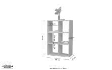 Hängeregal >Benevent< in Wotan Eiche Dekor - 60x90x25cm (BxHxT)