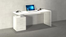 Schreibtisch >Novara< in Weiß Hochglanz - 160x75x60cm (BxHxT)
