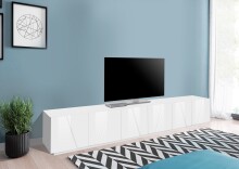 TV-Board >Piacenza< in Weiß Hochglanz - 243,6x46x44,2cm (BxHxT)