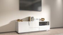 TV-Board >Bitonto< in Weiß Hochglanz - 150x46x44cm (BxHxT)