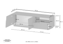TV-Board >Bitonto< in Weiß Hochglanz - 150x46x44cm (BxHxT)