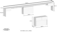 Essbank >Pachino< in Schiefer - 66/290x45x25cm (BxHxT)