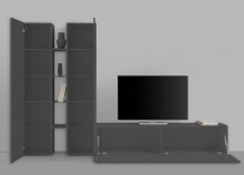 Wohnwand >Benevent< (4-teilig) in Anthrazit matt - 280x180x30 (BxHxT)