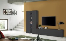 Wohnwand >Benevent< (4-teilig) in Anthrazit matt - 280x180x30 (BxHxT)