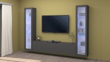 Wohnwand >Benevent< (3-teilig) in Anthrazit matt - 260x180x30 (BxHxT)