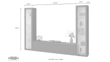 Wohnwand >Benevent< (3-teilig) in Anthrazit matt - 260x180x30 (BxHxT)