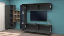 Wohnwand >Benevent< (5-teilig) in Anthrazit matt - 320x180x30 (BxHxT)