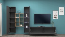 Wohnwand >Benevent< (4-teilig) in Anthrazit matt - 320x180x30 (BxHxT)