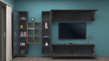 Wohnwand >Benevent< (5-teilig) in Anthrazit matt - 320x180x30cm (BxHxT)