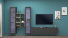 Wohnwand >Benevent< (4-teilig) in Anthrazit matt - 320x180x30 (BxHxT)