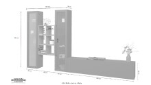 Wohnwand >Benevent< (4-teilig) in Anthrazit matt - 320x180x30 (BxHxT)