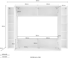 Wohnwand >Benevent< (4-teilig) in Anthrazit matt - 260x180x30 (BxHxT)