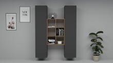 Wohnwand >Benevent< (3-teilig) in Anthrazit matt - 140x180x30 (BxHxT)