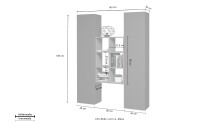 Wohnwand >Benevent< (3-teilig) in Anthrazit matt - 140x180x30 (BxHxT)