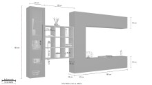 Wohnwand >Benevent< (5-teilig) in Anthrazit matt - 350x180x30 (BxHxT)