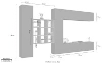 Wohnwand >Benevent< (5-teilig) in Anthrazit matt - 350x180x30 (BxHxT)