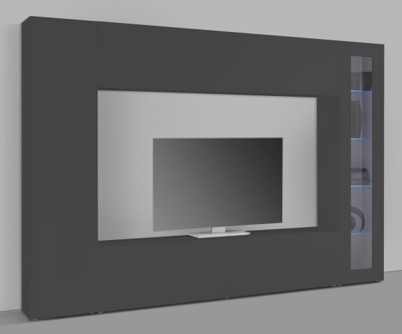 Wohnwand >Benevent< (4-teilig) in Anthrazit matt - 260x180x30 (BxHxT)
