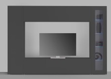 Wohnwand >Benevent< (4-teilig) in Anthrazit matt - 260x180x30 (BxHxT)
