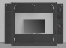 Wohnwand >Benevent< (4-teilig) in Anthrazit matt - 260x180x30 (BxHxT)