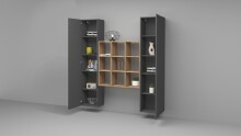 Wohnwand >Benevent< (3-teilig) in Anthrazit matt - 170x180x30 (BxHxT)