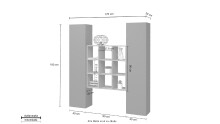 Wohnwand >Benevent< (3-teilig) in Anthrazit matt - 170x180x30 (BxHxT)