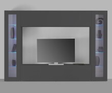Wohnwand >Benevent< (4-teilig) in Anthrazit matt - 260x180x30 (BxHxT)