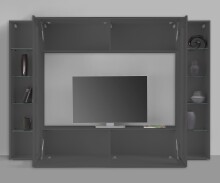 Wohnwand >Benevent< (4-teilig) in Anthrazit matt - 260x180x30 (BxHxT)