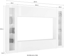 Wohnwand >Benevent< (4-teilig) in Anthrazit matt - 260x180x30 (BxHxT)